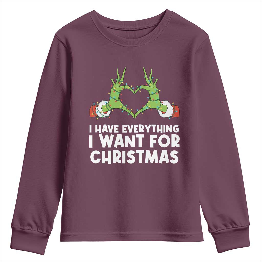 Funny Elf Hand Christmas Youth Sweatshirt I Have Everything I Want For Christmas - Wonder Print Shop