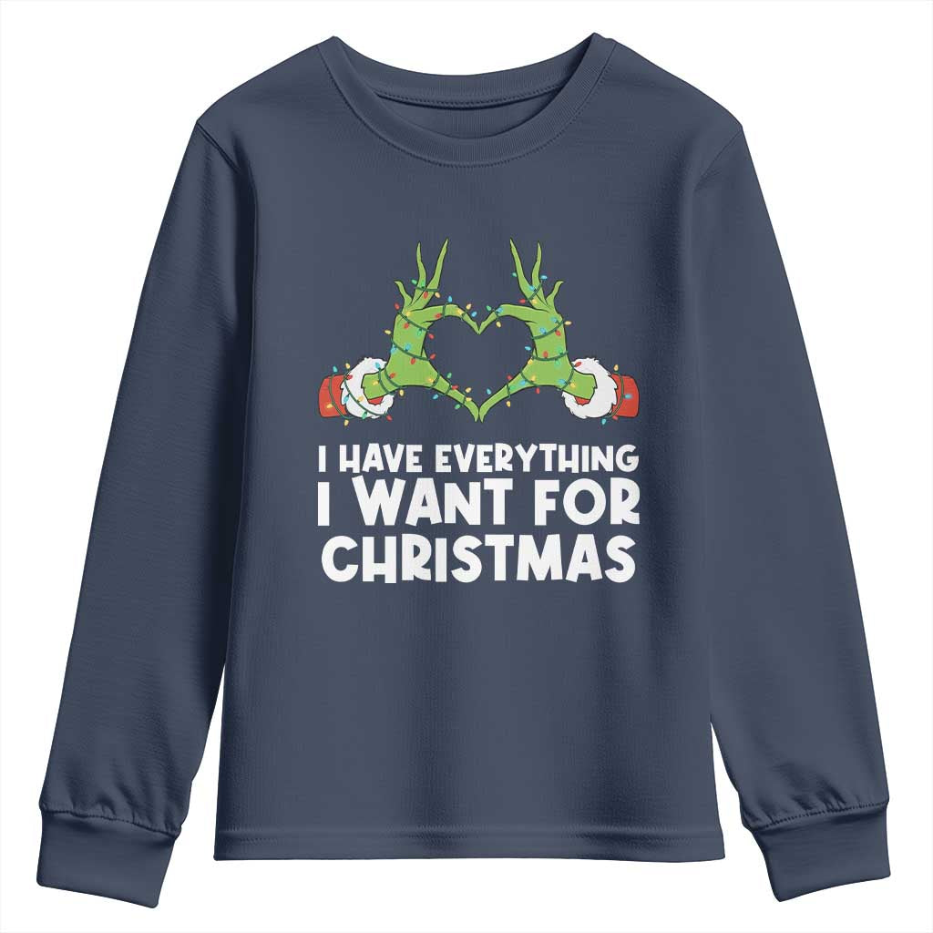 Funny Elf Hand Christmas Youth Sweatshirt I Have Everything I Want For Christmas - Wonder Print Shop