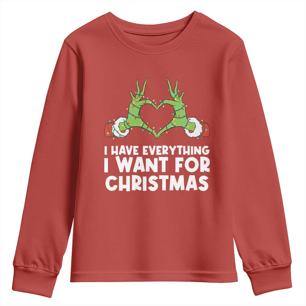Funny Elf Hand Christmas Youth Sweatshirt I Have Everything I Want For Christmas - Wonder Print Shop