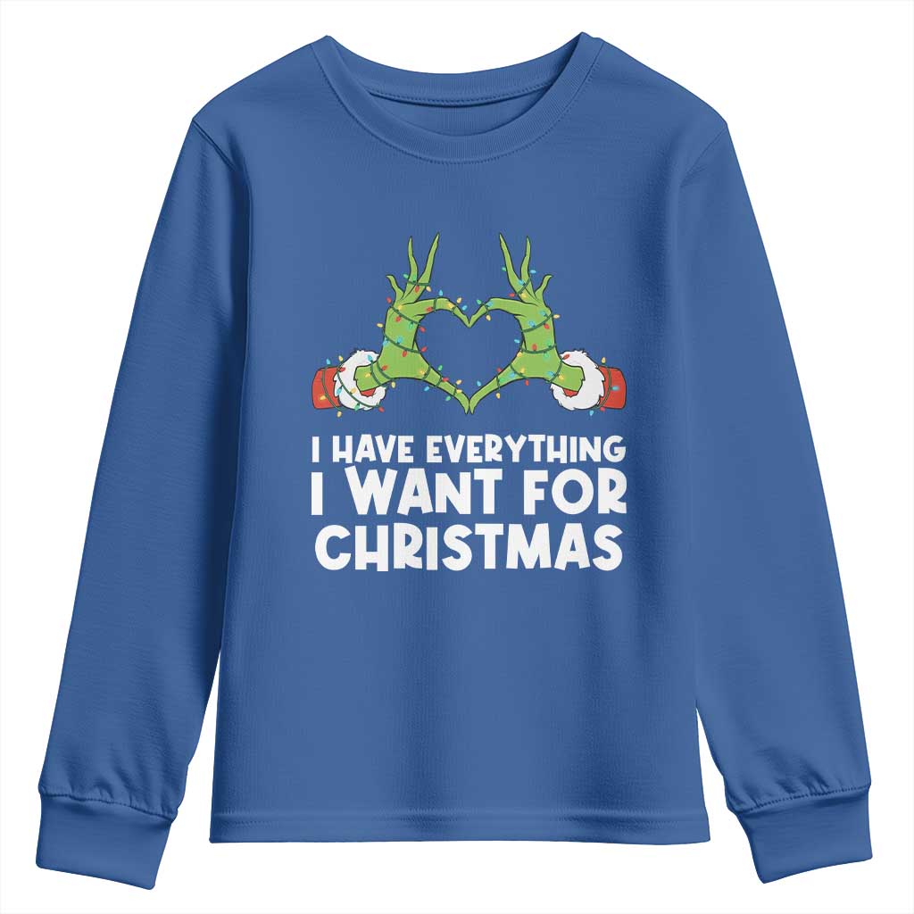 Funny Elf Hand Christmas Youth Sweatshirt I Have Everything I Want For Christmas - Wonder Print Shop