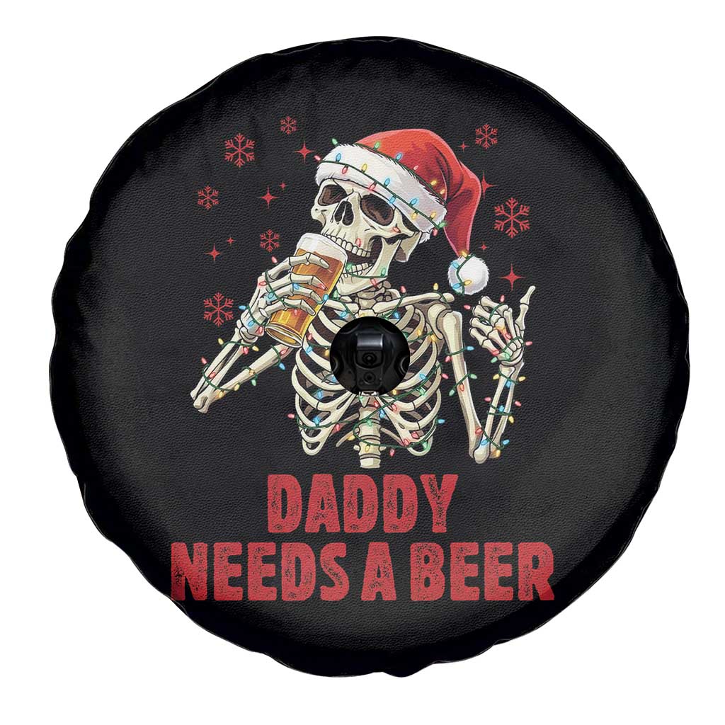 Funny Skeleton Beer Christmas Spare Tire Cover Daddy Needs A Beer - Wonder Print Shop