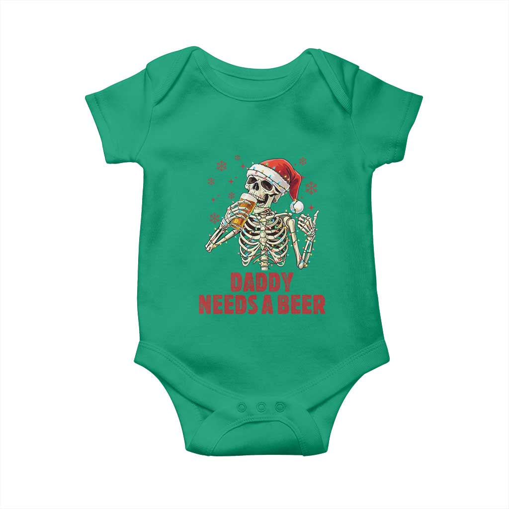 Funny Skeleton Beer Christmas Baby Onesie Daddy Needs A Beer - Wonder Print Shop