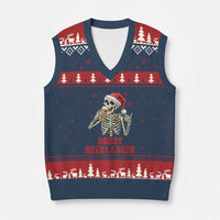 Funny Skeleton Beer Xmas V-Neck Knit Sweater Vest Daddy Needs A Beer - Wonder Print Shop