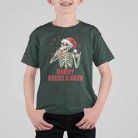 Funny Skeleton Beer Christmas T Shirt For Kid Daddy Needs A Beer - Wonder Print Shop