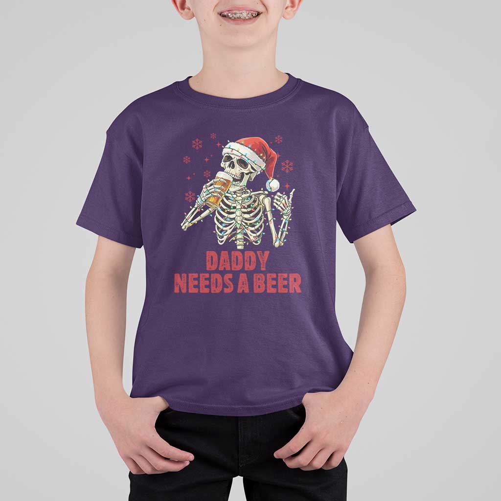 Funny Skeleton Beer Christmas T Shirt For Kid Daddy Needs A Beer - Wonder Print Shop