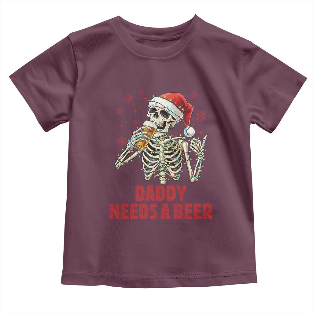 Funny Skeleton Beer Christmas Toddler T Shirt Daddy Needs A Beer - Wonder Print Shop