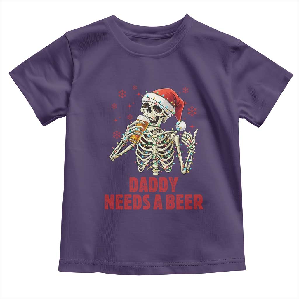 Funny Skeleton Beer Christmas Toddler T Shirt Daddy Needs A Beer - Wonder Print Shop