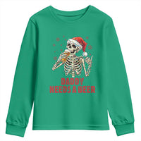 Funny Skeleton Beer Christmas Youth Sweatshirt Daddy Needs A Beer - Wonder Print Shop