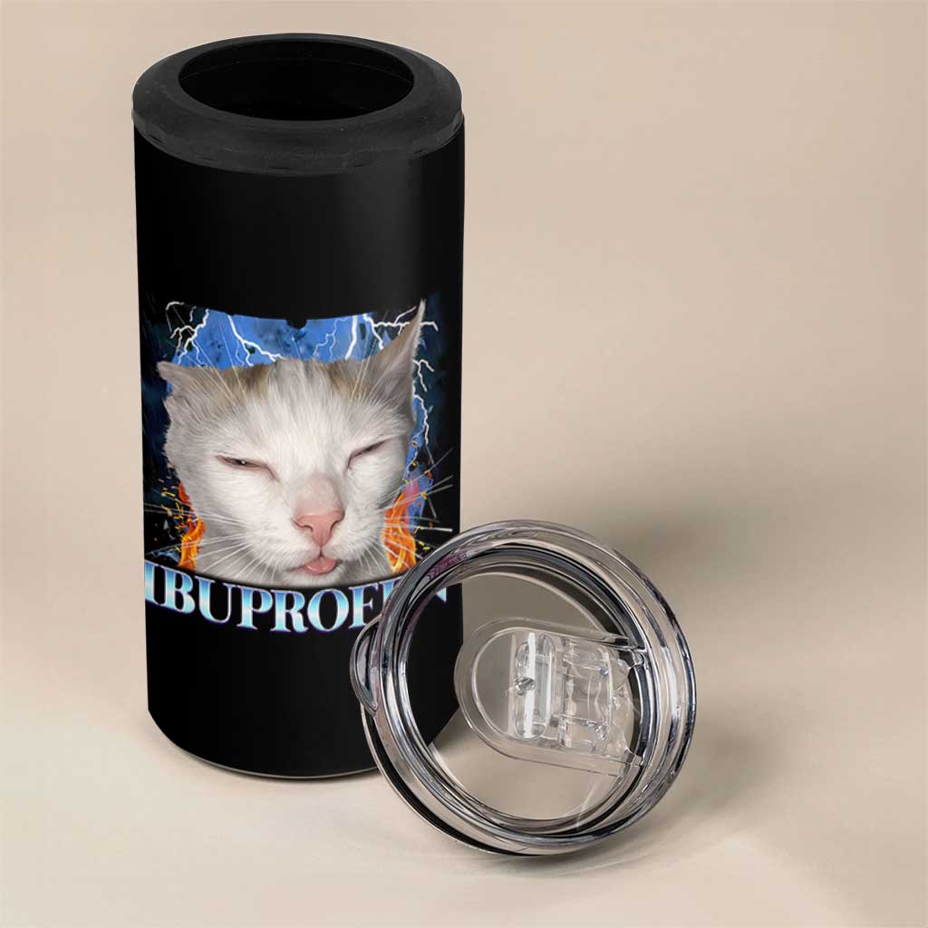 Funny Cat Meme 4 in 1 Can Cooler Tumbler Ibuprofen Silly Kitten - Wonder Print Shop