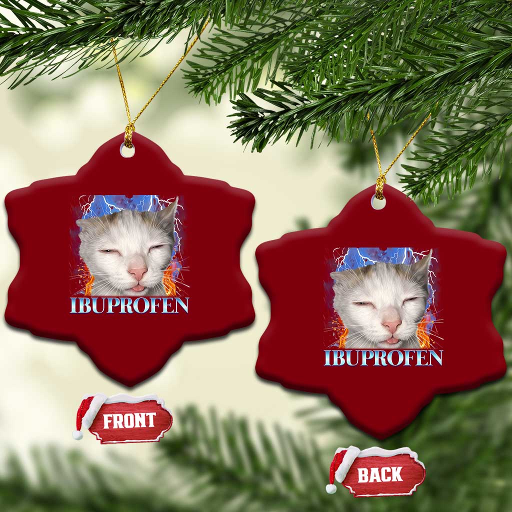 Funny Cat Meme Ceramic Ornament Ibuprofen Silly Kitten - Wonder Print Shop