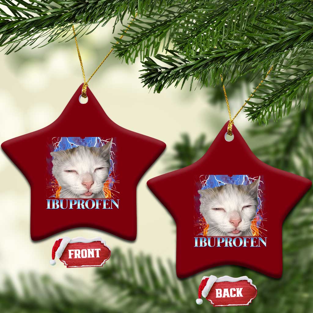 Funny Cat Meme Ceramic Ornament Ibuprofen Silly Kitten - Wonder Print Shop