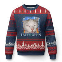Funny Cat Meme Ugly Christmas Sweater Ibuprofen Silly Kitten - Wonder Print Shop