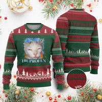Funny Cat Meme Ugly Christmas Sweater Ibuprofen Silly Kitten - Wonder Print Shop