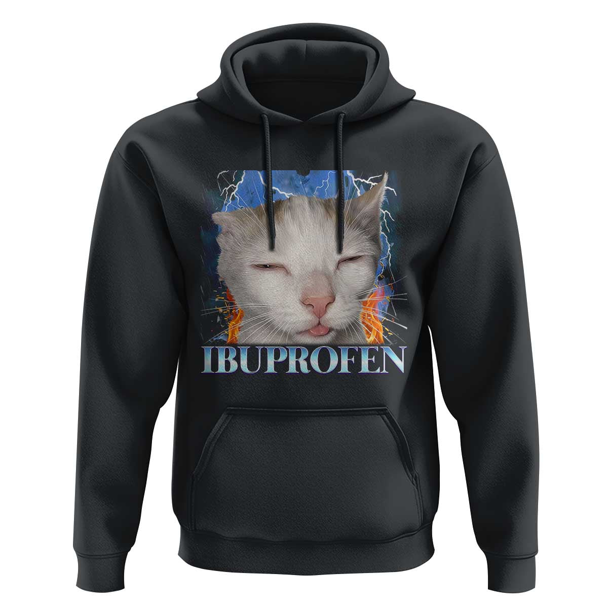 Funny Cat Meme Hoodie Ibuprofen Silly Kitten - Wonder Print Shop