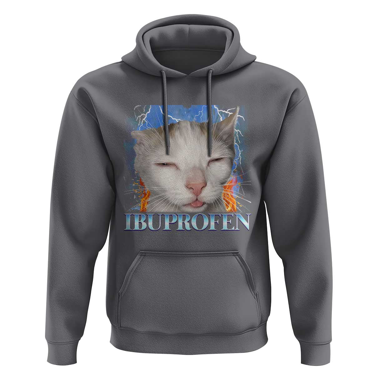 Funny Cat Meme Hoodie Ibuprofen Silly Kitten - Wonder Print Shop