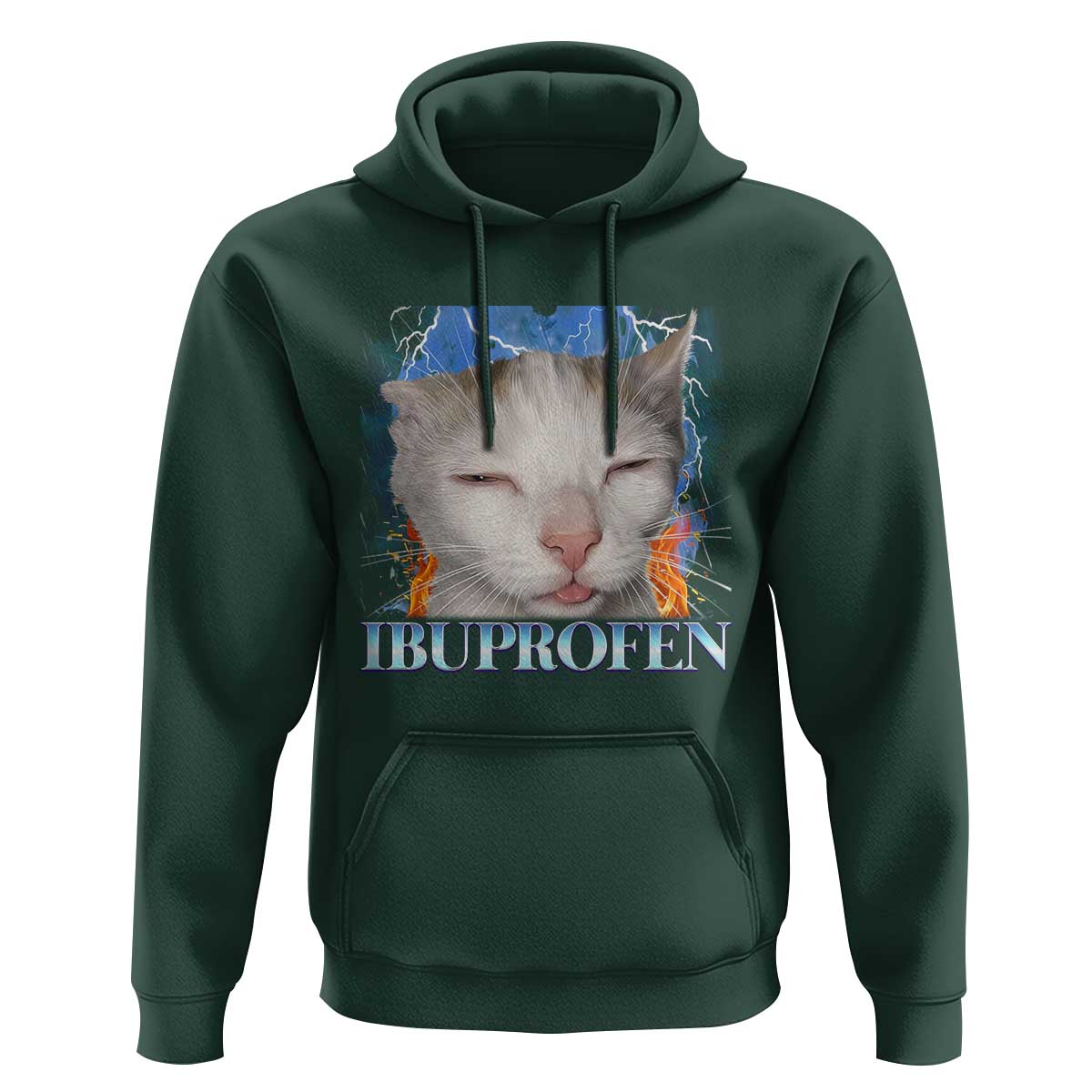 Funny Cat Meme Hoodie Ibuprofen Silly Kitten - Wonder Print Shop