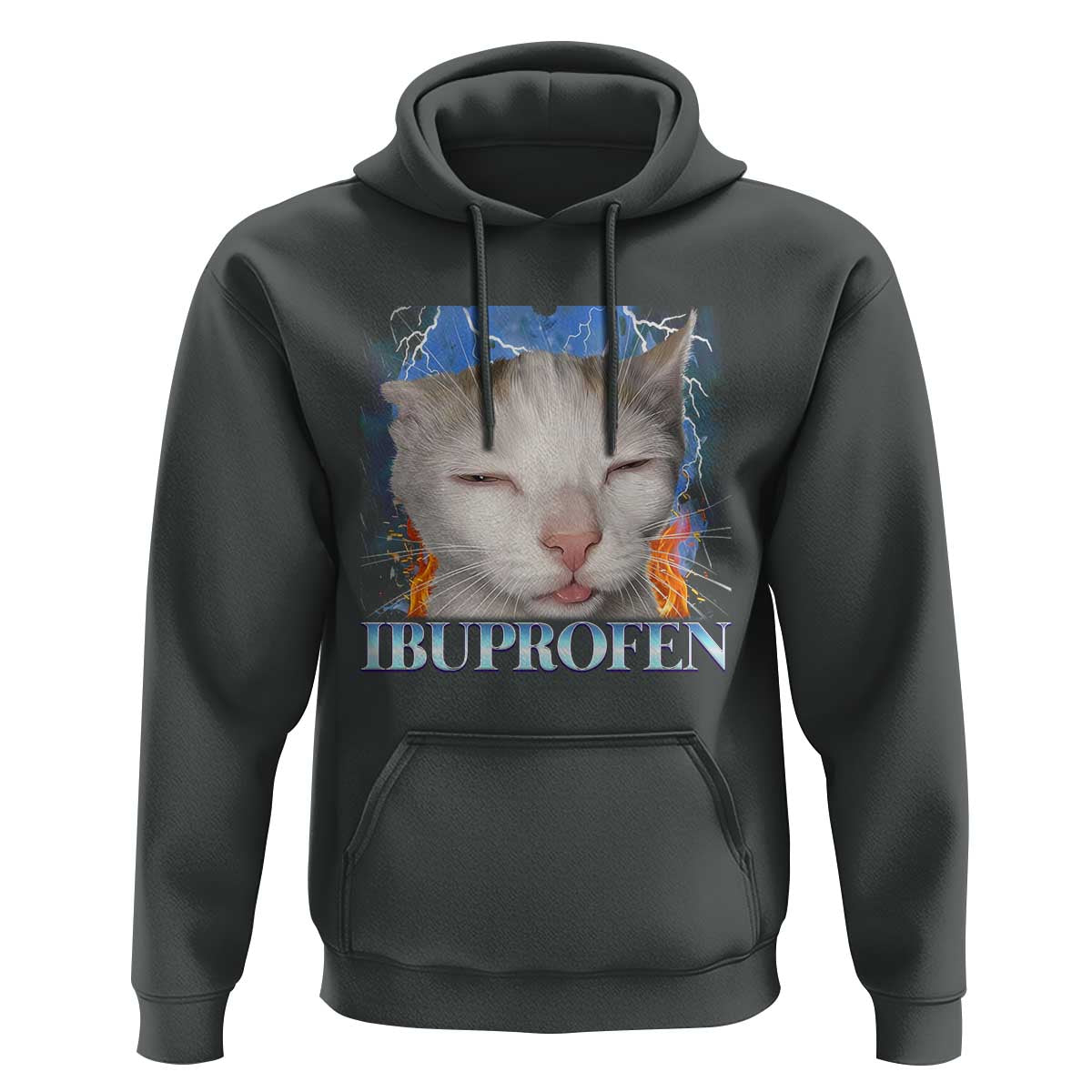 Funny Cat Meme Hoodie Ibuprofen Silly Kitten - Wonder Print Shop
