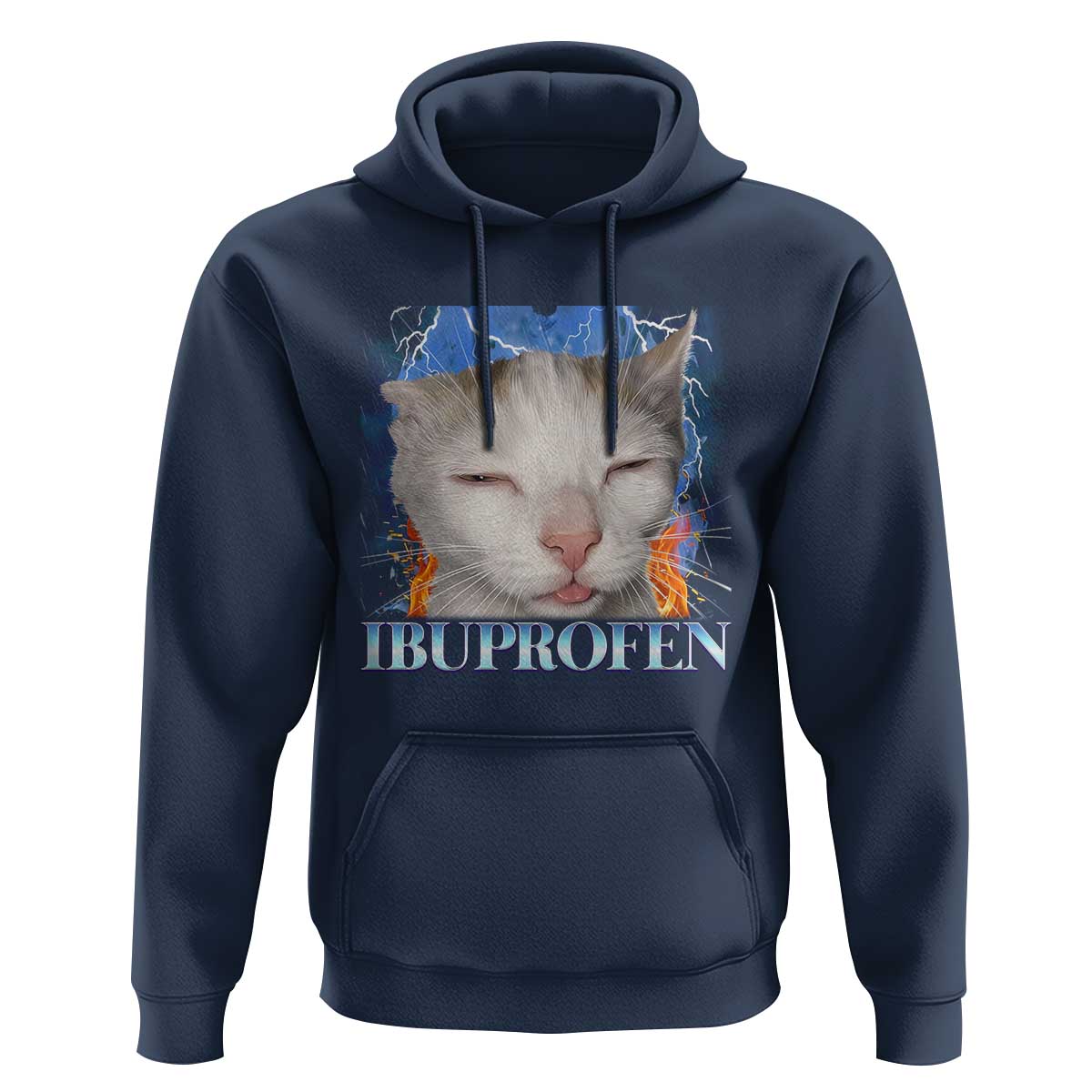 Funny Cat Meme Hoodie Ibuprofen Silly Kitten - Wonder Print Shop