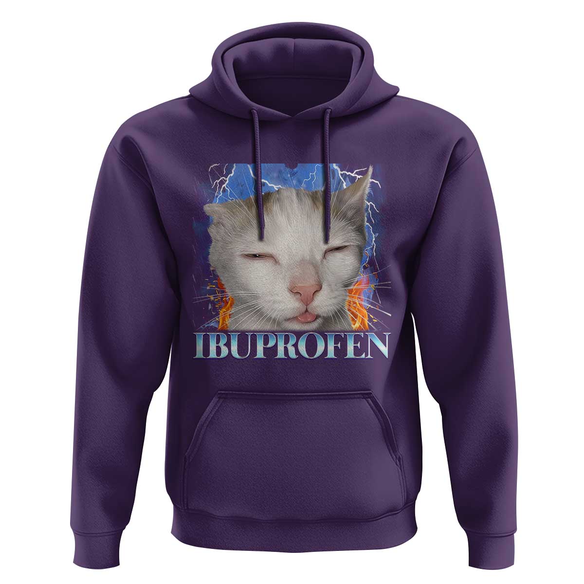 Funny Cat Meme Hoodie Ibuprofen Silly Kitten - Wonder Print Shop