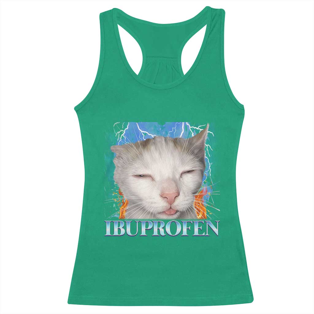Funny Cat Meme Racerback Tank Top Ibuprofen Silly Kitten - Wonder Print Shop