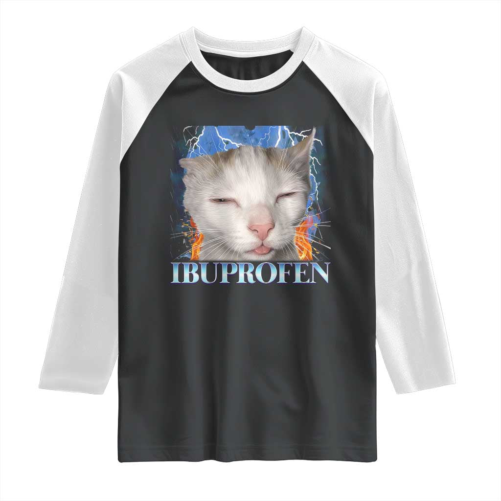 Funny Cat Meme Raglan Shirt Ibuprofen Silly Kitten - Wonder Print Shop