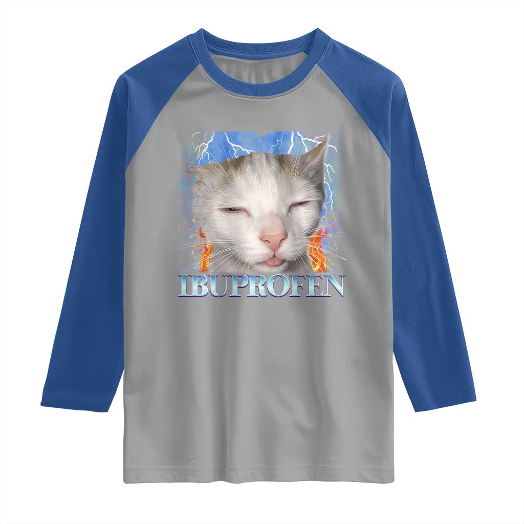 Funny Cat Meme Raglan Shirt Ibuprofen Silly Kitten - Wonder Print Shop