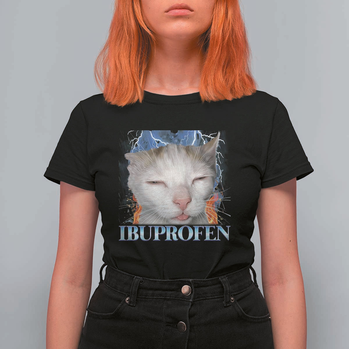 Funny Cat Meme T Shirt For Women Ibuprofen Silly Kitten - Wonder Print Shop