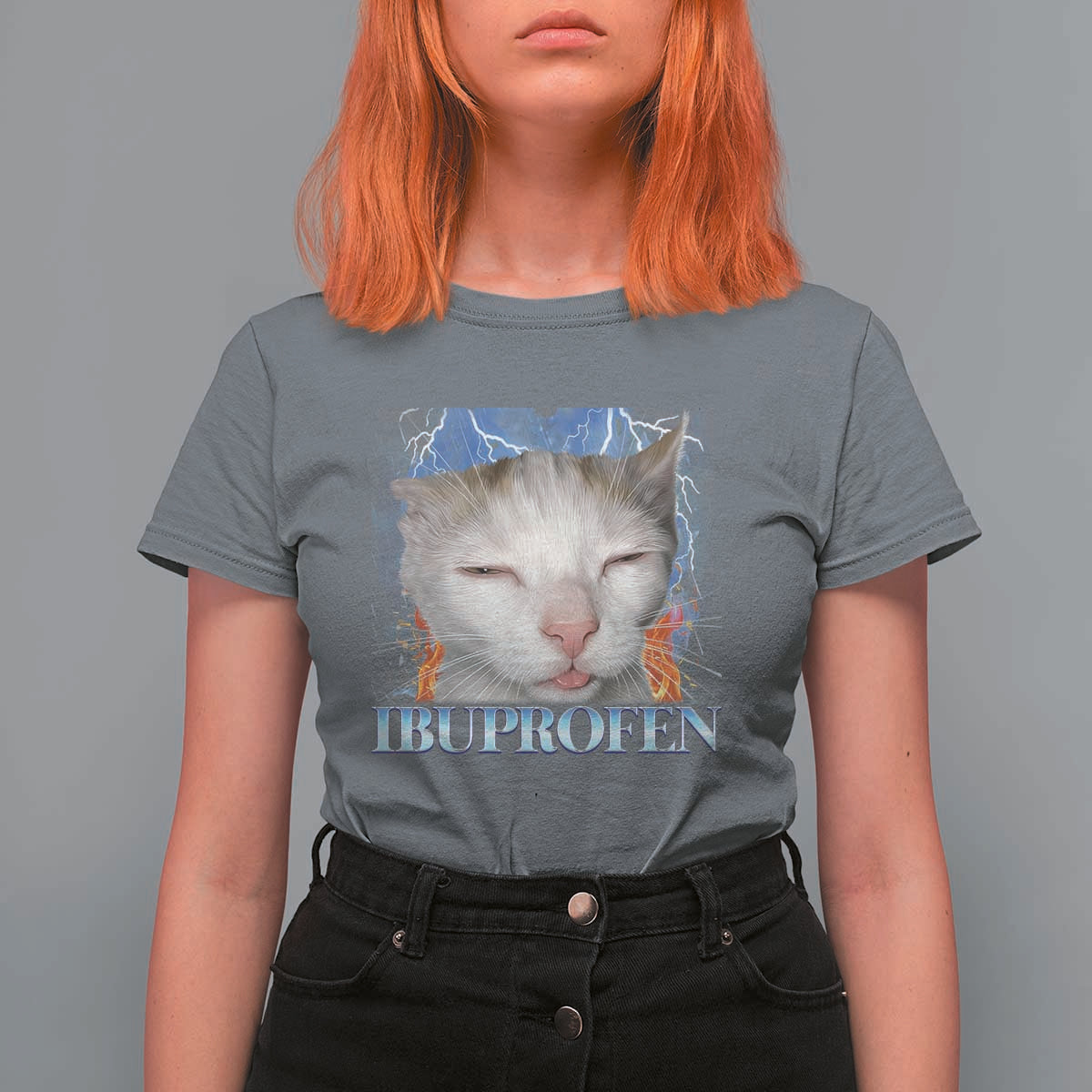 Funny Cat Meme T Shirt For Women Ibuprofen Silly Kitten - Wonder Print Shop