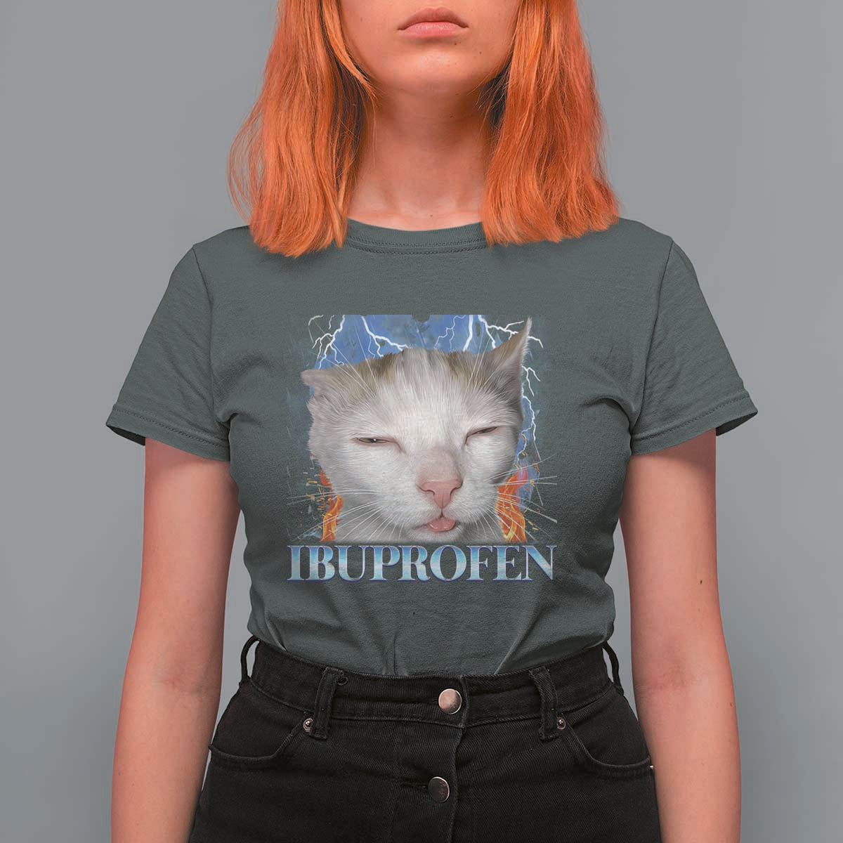 Funny Cat Meme T Shirt For Women Ibuprofen Silly Kitten - Wonder Print Shop