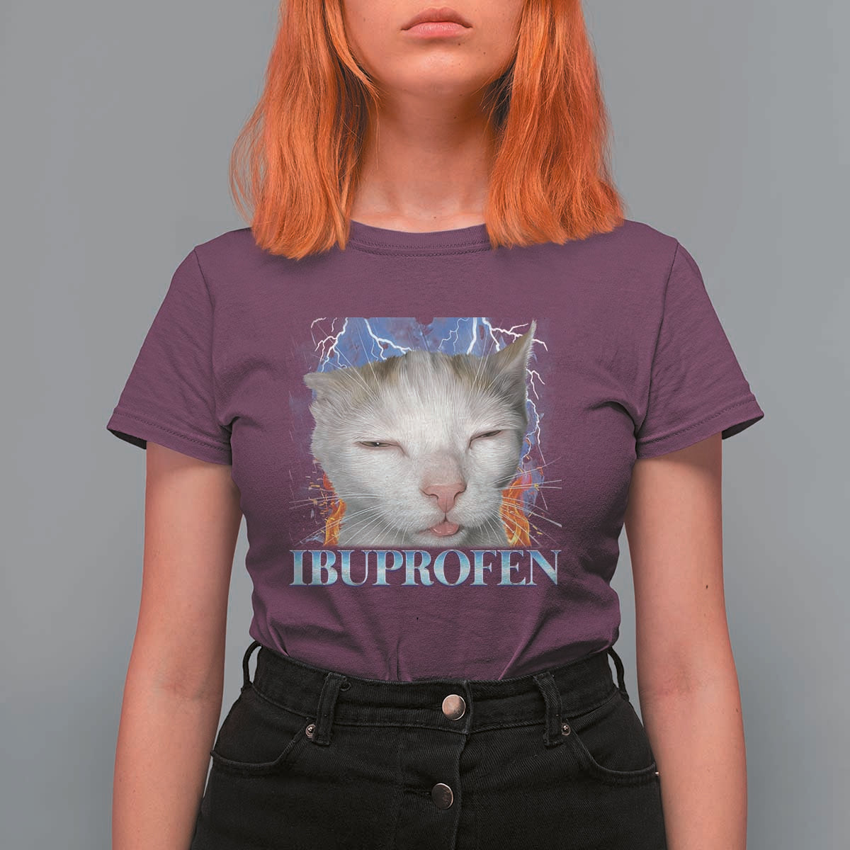 Funny Cat Meme T Shirt For Women Ibuprofen Silly Kitten - Wonder Print Shop