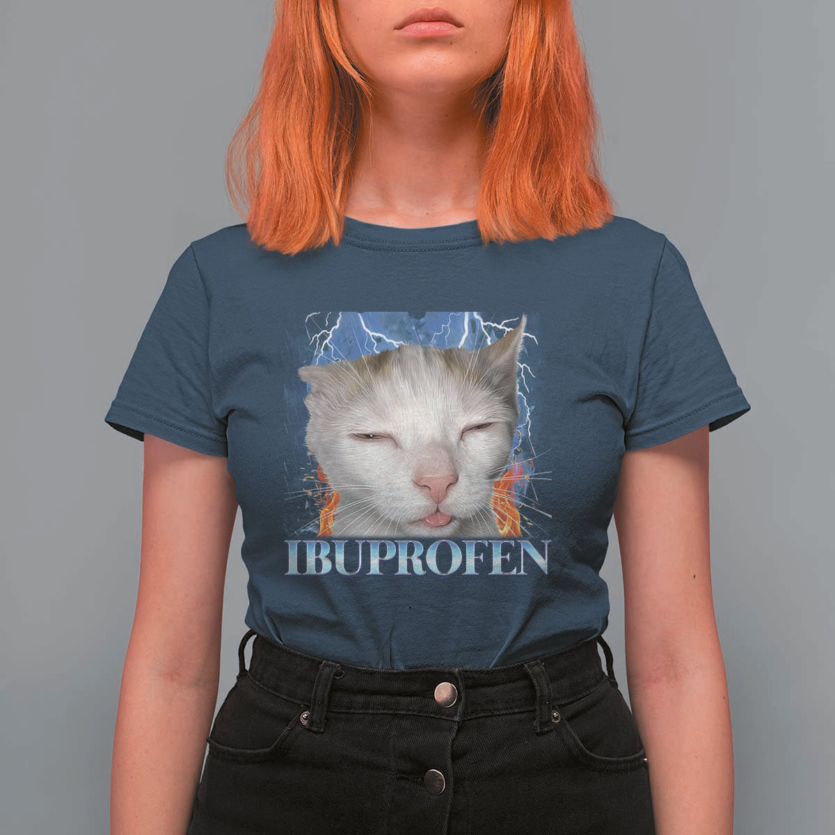Funny Cat Meme T Shirt For Women Ibuprofen Silly Kitten - Wonder Print Shop