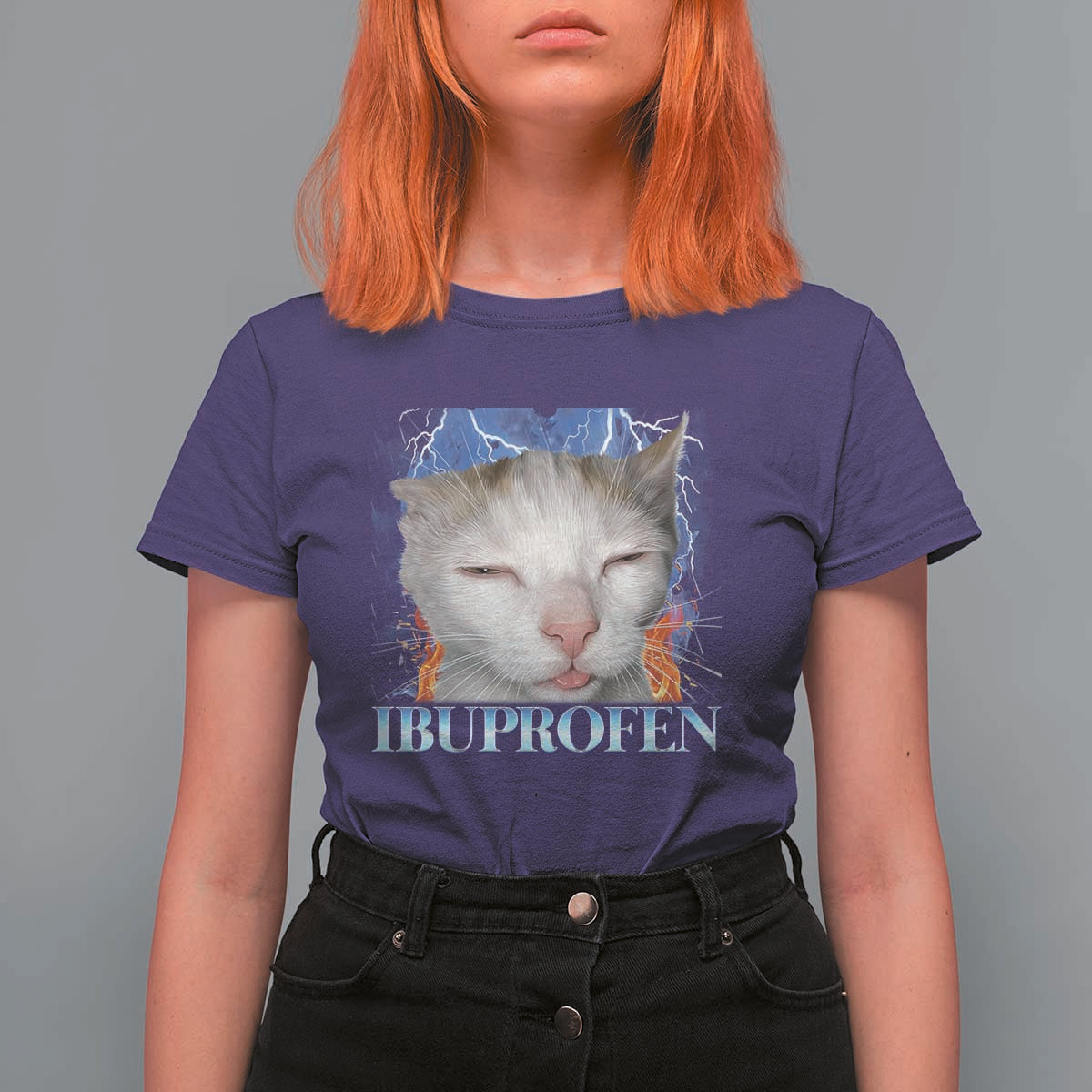 Funny Cat Meme T Shirt For Women Ibuprofen Silly Kitten - Wonder Print Shop