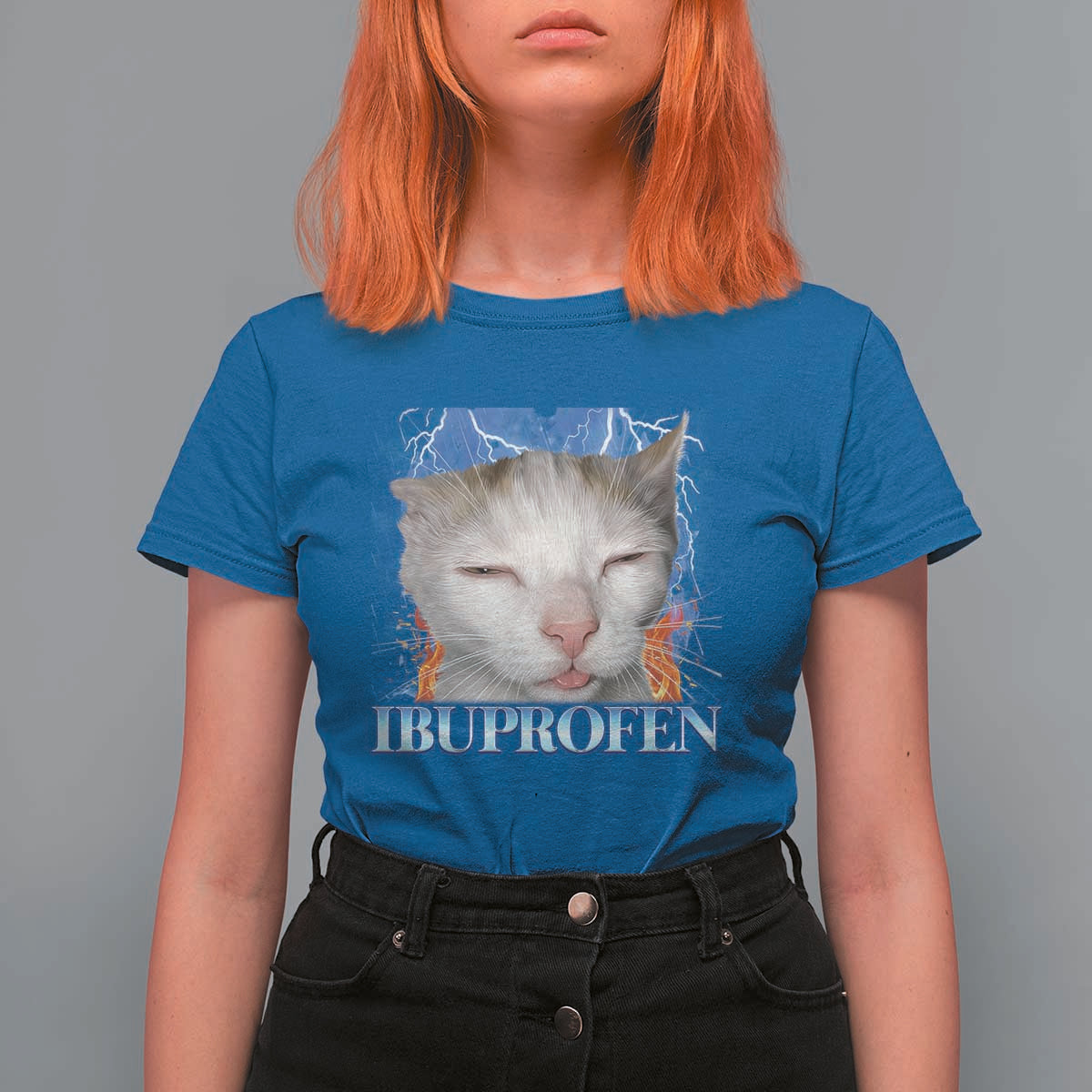Funny Cat Meme T Shirt For Women Ibuprofen Silly Kitten - Wonder Print Shop