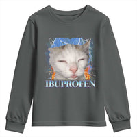 Funny Cat Meme Youth Sweatshirt Ibuprofen Silly Kitten - Wonder Print Shop