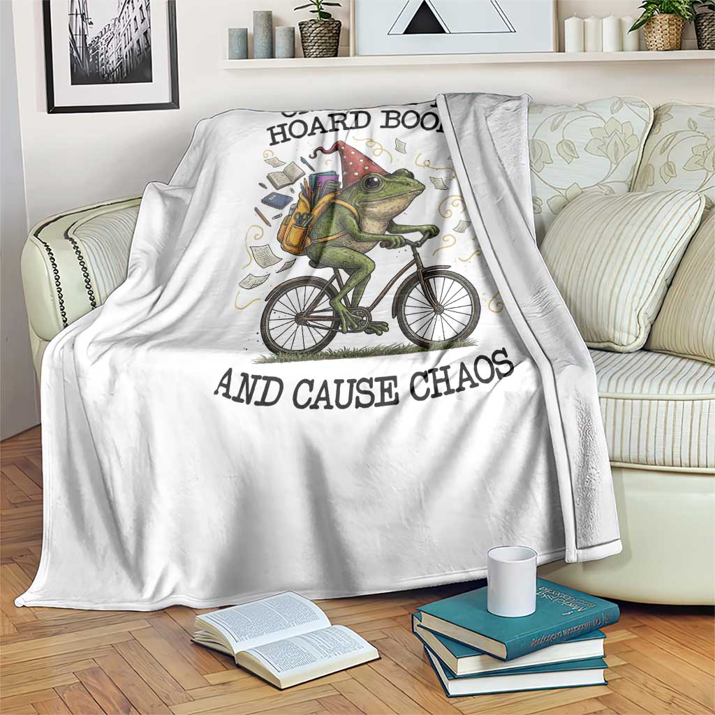 Funny Frog Meme Throw Blanket On My Way to Hoard Books and Cause Chaos - Wonder Print Shop