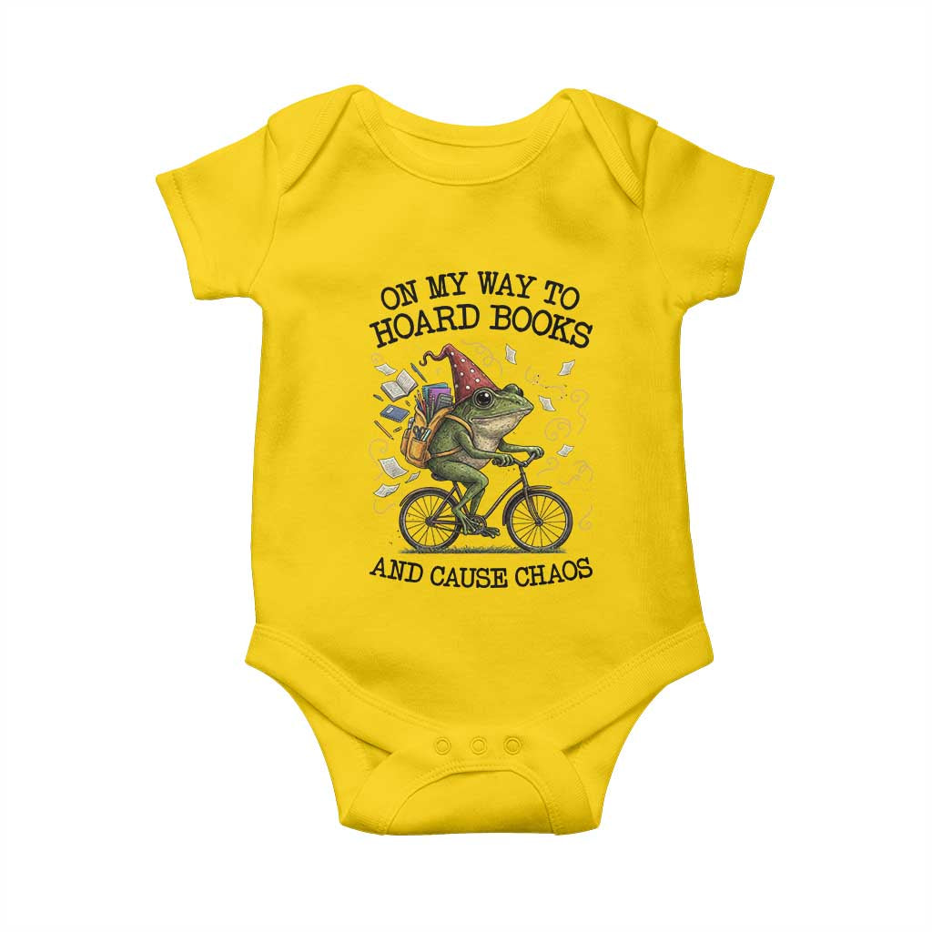 Funny Frog Meme Baby Onesie On My Way to Hoard Books and Cause Chaos - Wonder Print Shop