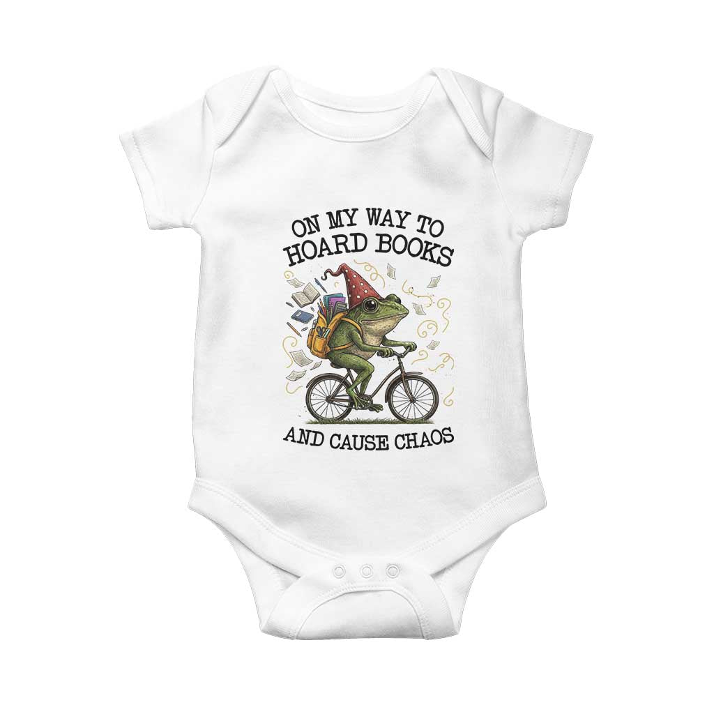 Funny Frog Meme Baby Onesie On My Way to Hoard Books and Cause Chaos - Wonder Print Shop