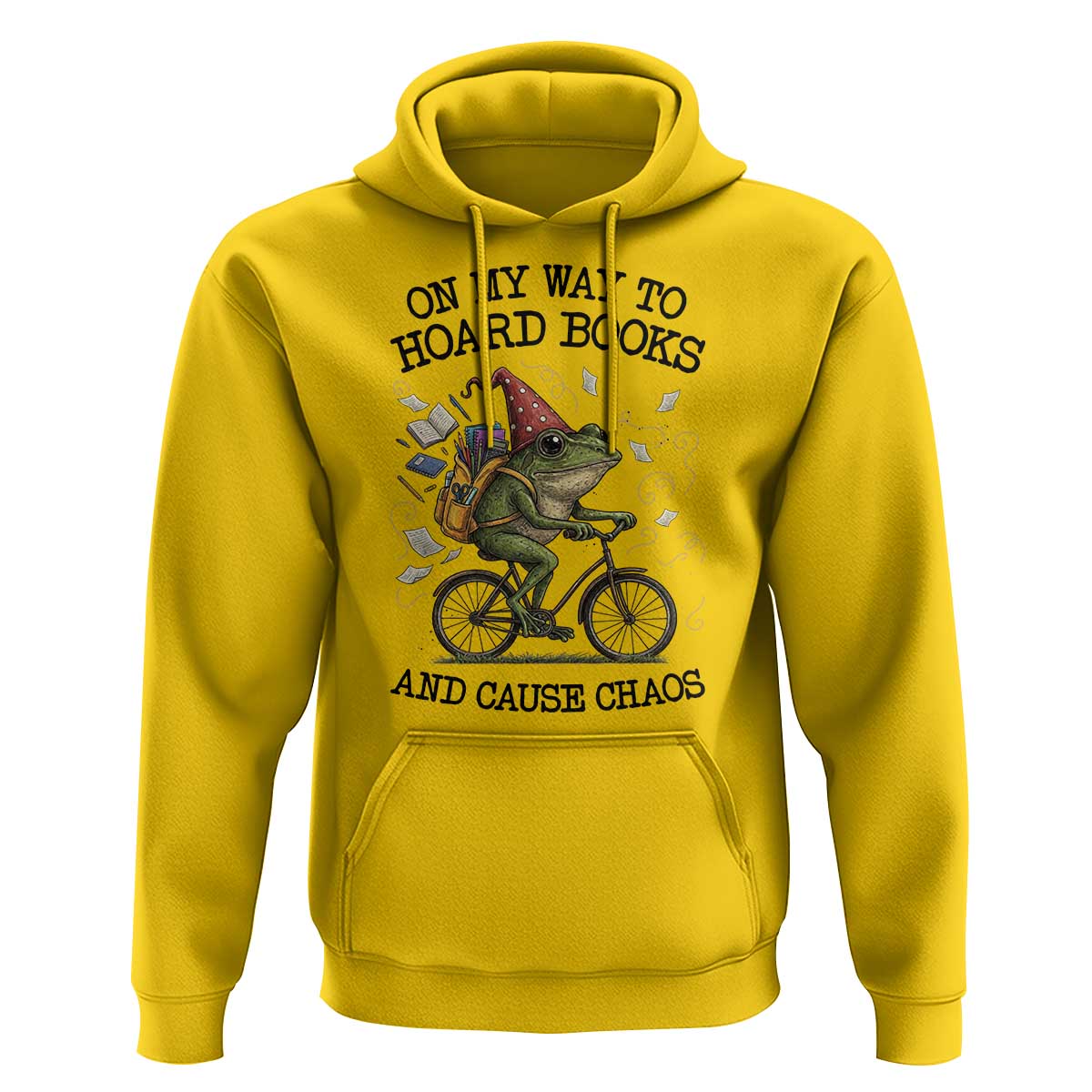 Funny Frog Meme Hoodie On My Way to Hoard Books and Cause Chaos - Wonder Print Shop