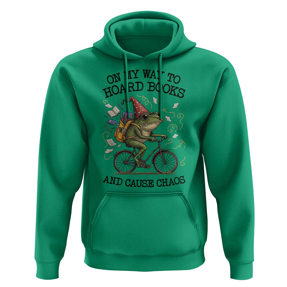 Funny Frog Meme Hoodie On My Way to Hoard Books and Cause Chaos - Wonder Print Shop