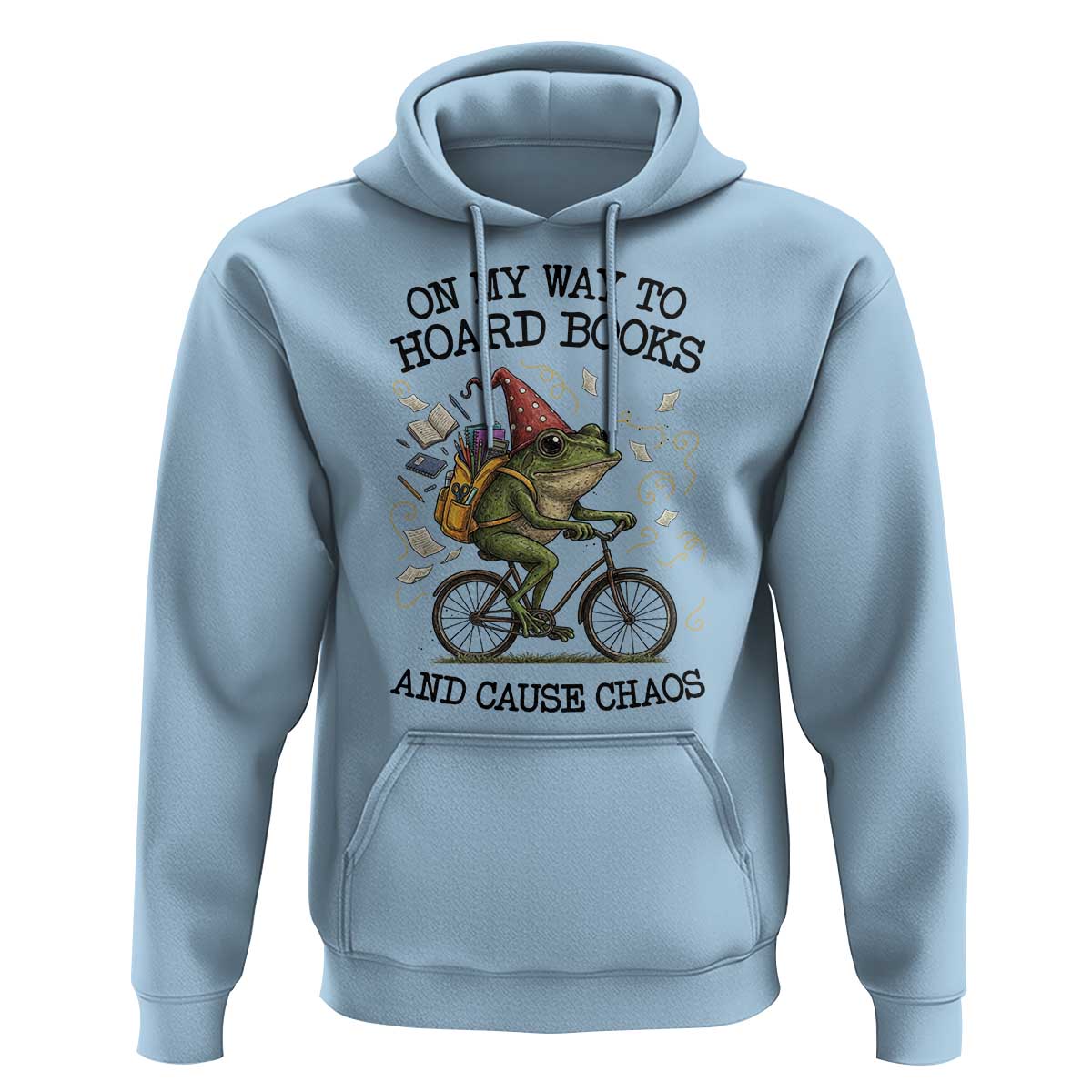 Funny Frog Meme Hoodie On My Way to Hoard Books and Cause Chaos - Wonder Print Shop