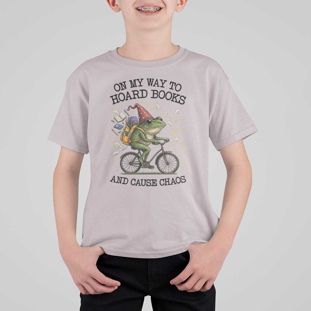 Funny Frog Meme T Shirt For Kid On My Way to Hoard Books and Cause Chaos - Wonder Print Shop