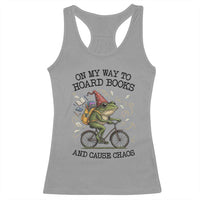 Funny Frog Meme Racerback Tank Top On My Way to Hoard Books and Cause Chaos - Wonder Print Shop