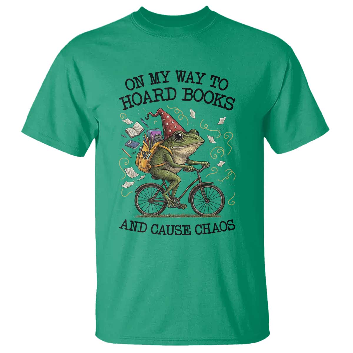 Funny Frog Meme T Shirt On My Way to Hoard Books and Cause Chaos - Wonder Print Shop