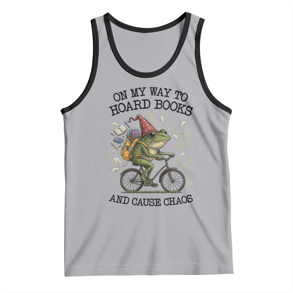 Funny Frog Meme Tank Top On My Way to Hoard Books and Cause Chaos - Wonder Print Shop