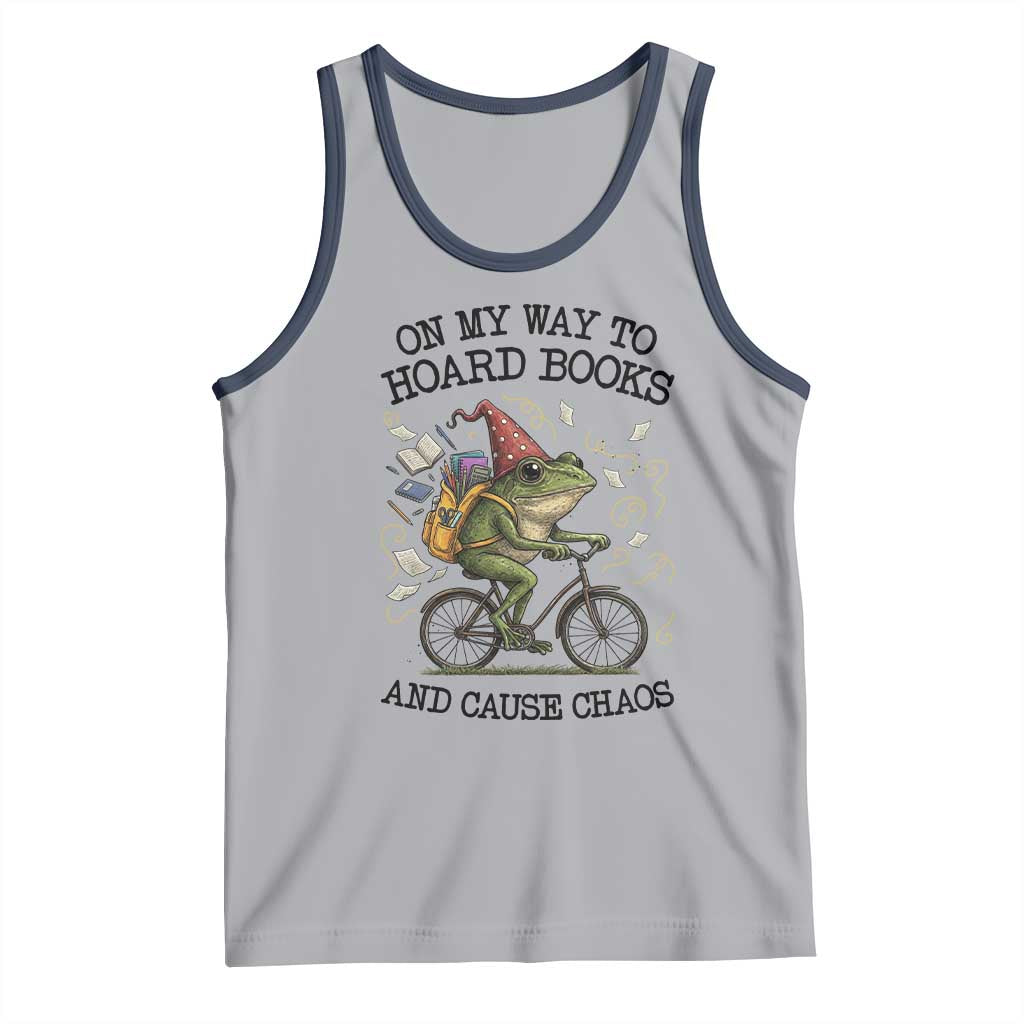 Funny Frog Meme Tank Top On My Way to Hoard Books and Cause Chaos - Wonder Print Shop