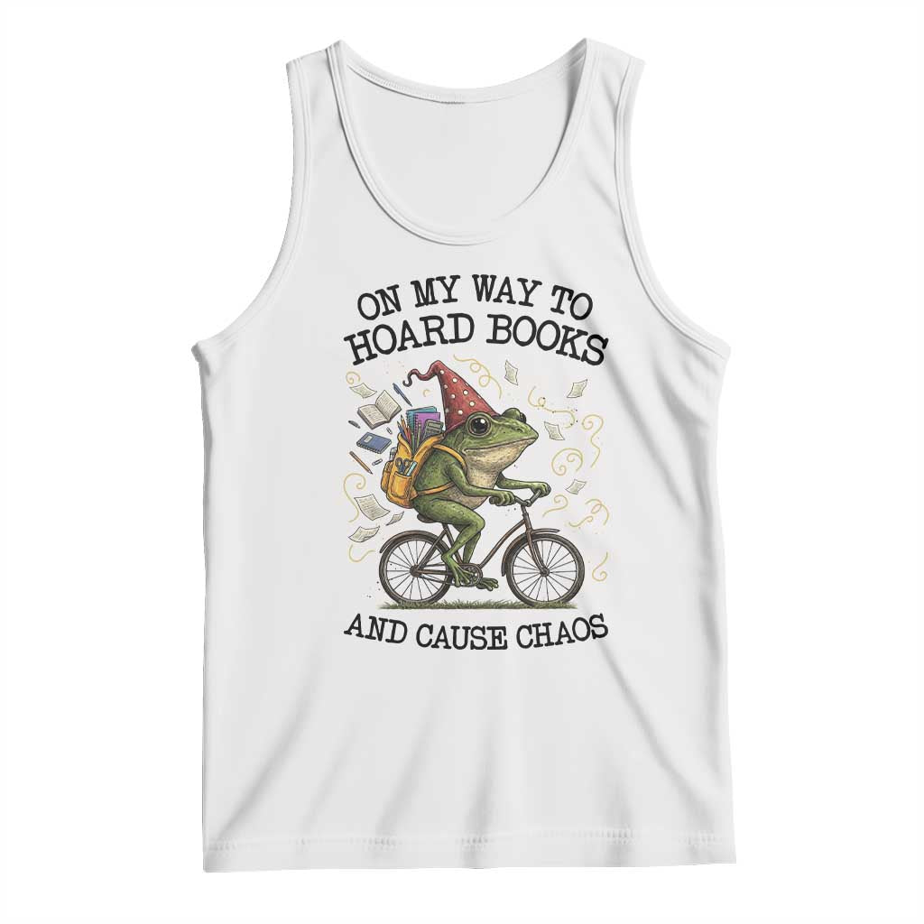 Funny Frog Meme Tank Top On My Way to Hoard Books and Cause Chaos - Wonder Print Shop