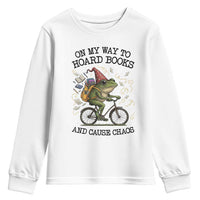 Funny Frog Meme Youth Sweatshirt On My Way to Hoard Books and Cause Chaos - Wonder Print Shop