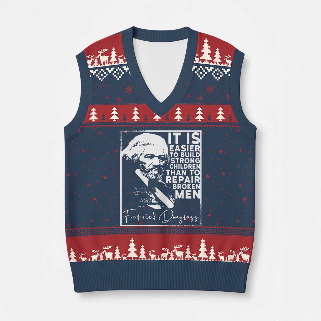 Frederick Douglass Quote V-Neck Knit Sweater Vest Black History Month - Wonder Print Shop