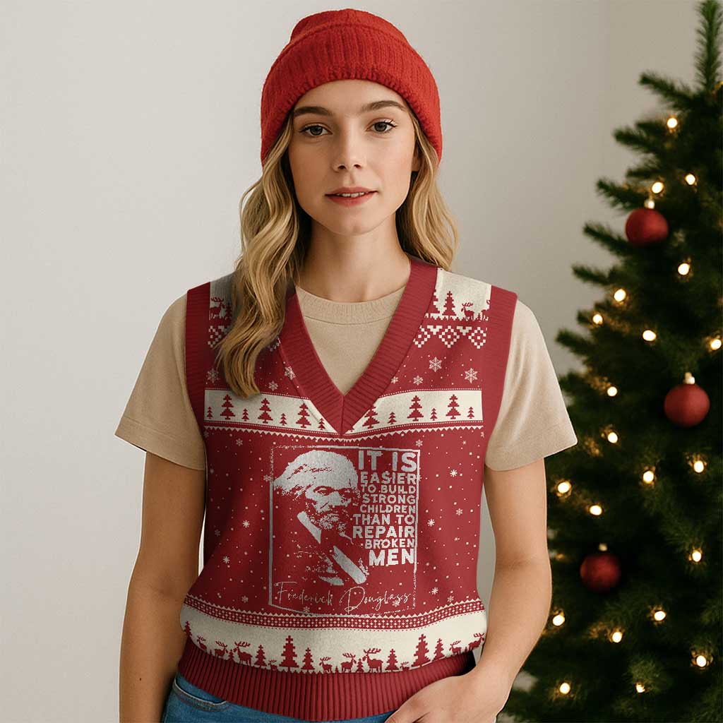 Frederick Douglass Quote V-Neck Knit Sweater Vest Black History Month - Wonder Print Shop