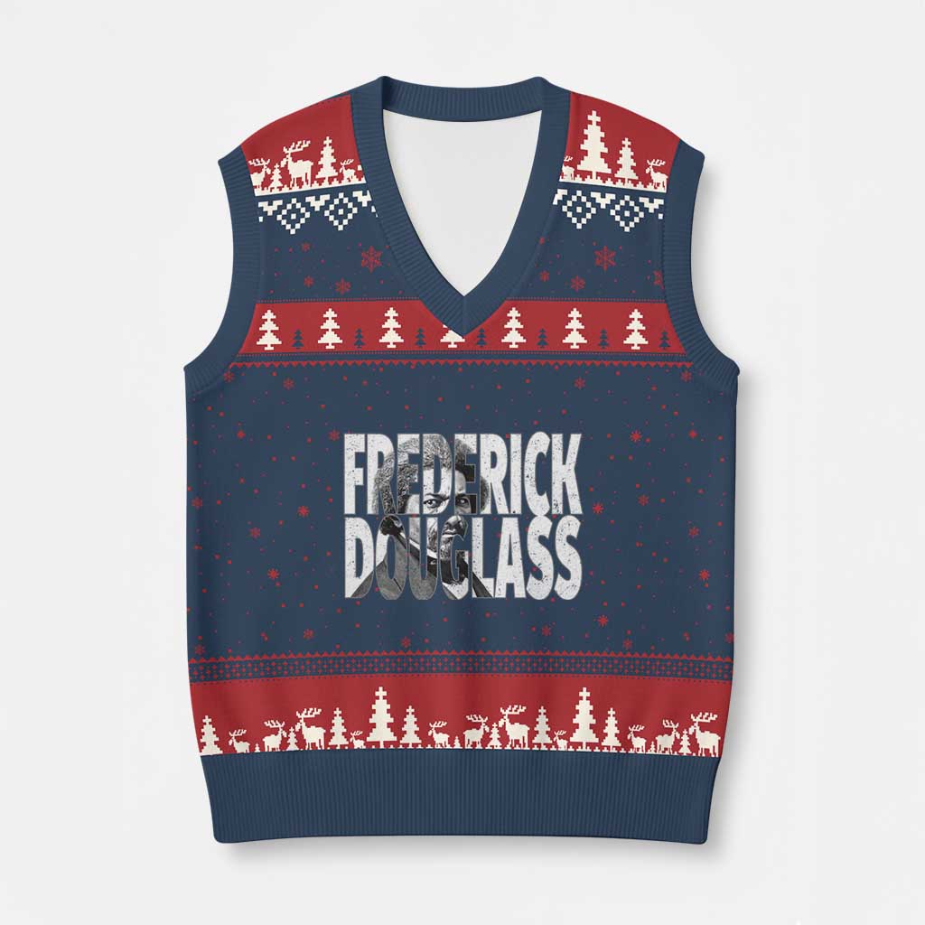 Frederick Douglass V-Neck Knit Sweater Vest Black History Month - Wonder Print Shop